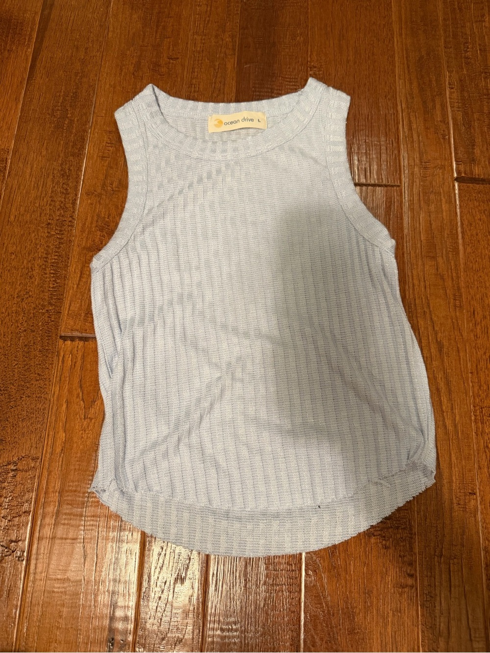 Ocean Drive Light Blue Ribbed Tank Top